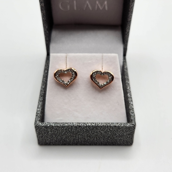 Dainty Rose Gold Plated Heart Studs - Picture 9 of 10